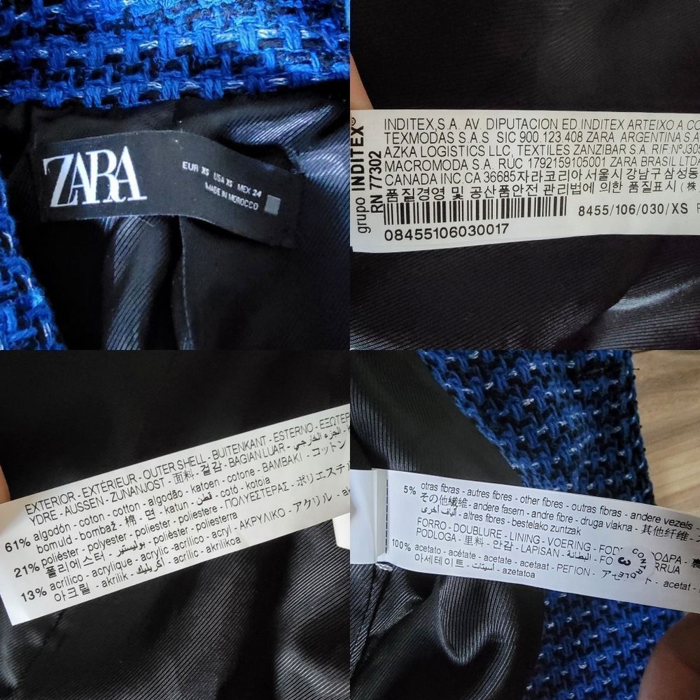 Zara Royal Blue Textured Double-Breasted Blazer - Picture 15 of 16